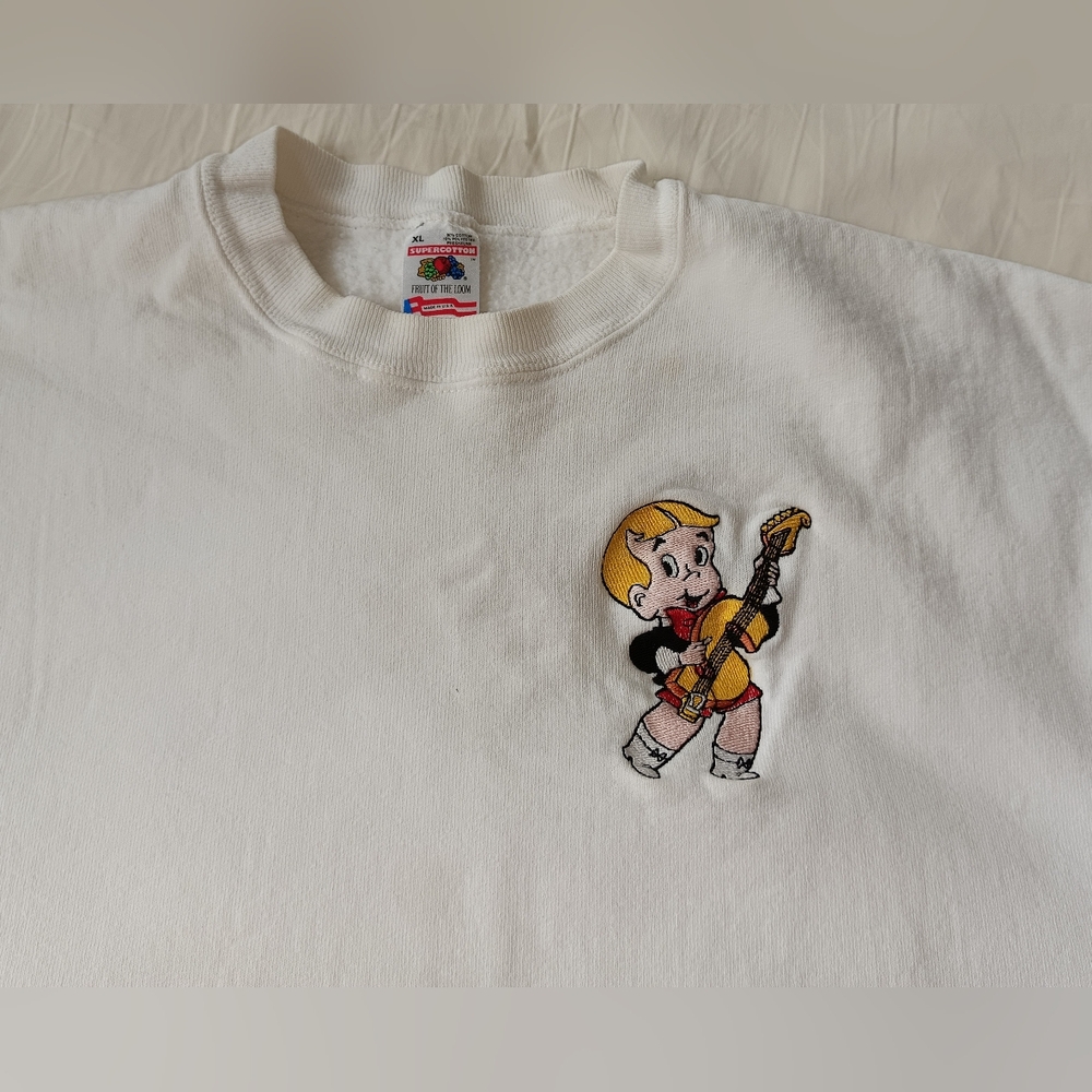 RARE Vintage 90s Richie Rich Embroidered Sweatshirt Made In USA Supercotton